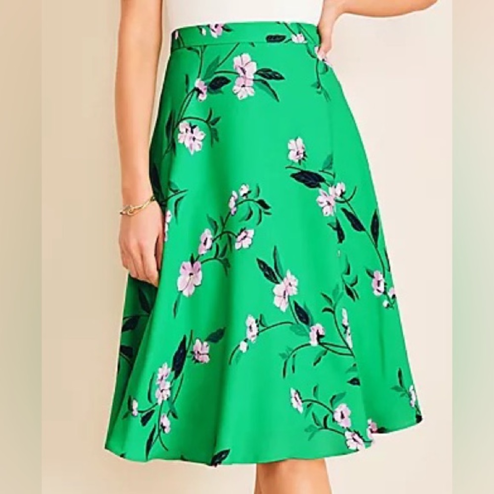 Ann Taylor - Green Floral Skirt